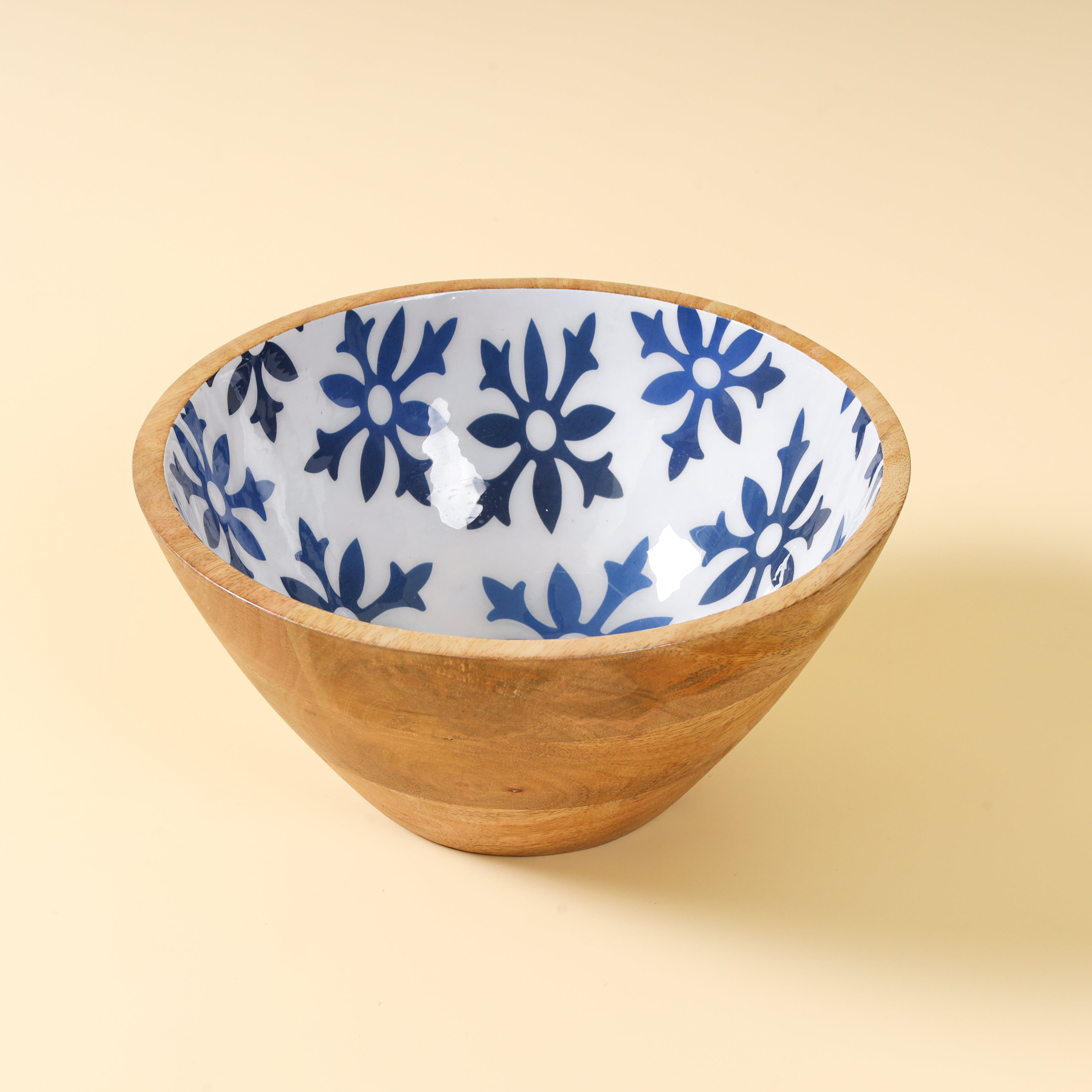 Handmade Wooden Serving Bowl with Ceramic Interior - Serving Bowl