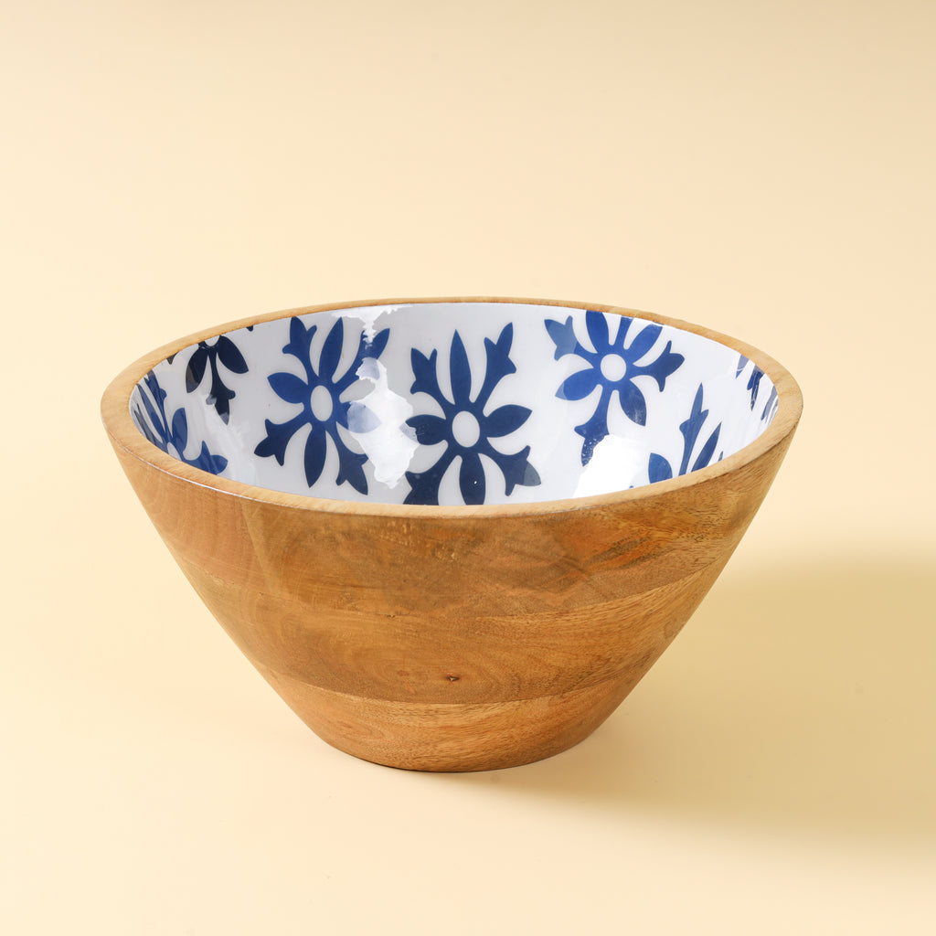 Handmade Wooden Serving Bowl with Ceramic Interior - Serving Bowl