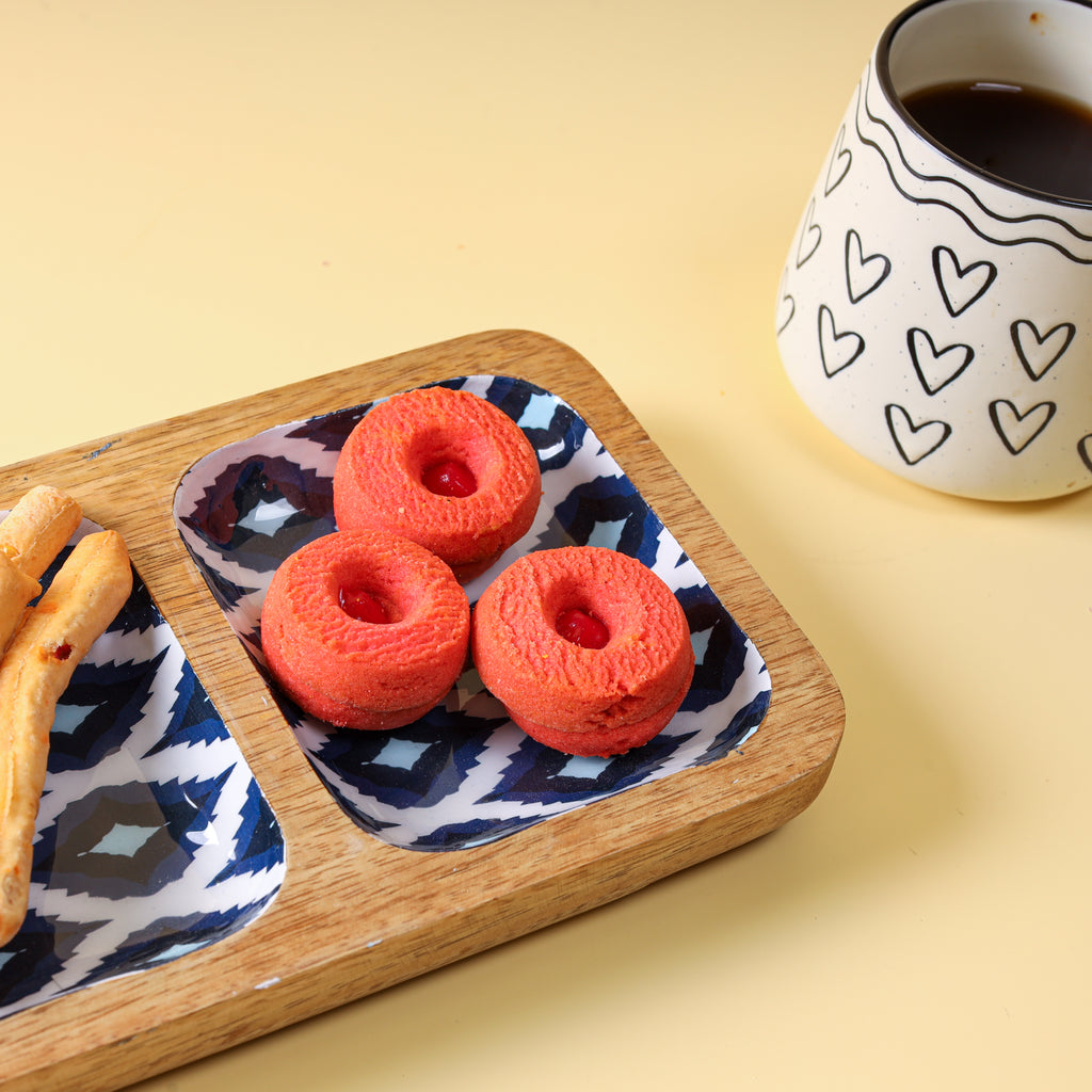 Wooden Serving Tray with Decaling | Snack, Dip & Condiment Serving Set | Decorative Wooden Appetizer Tray