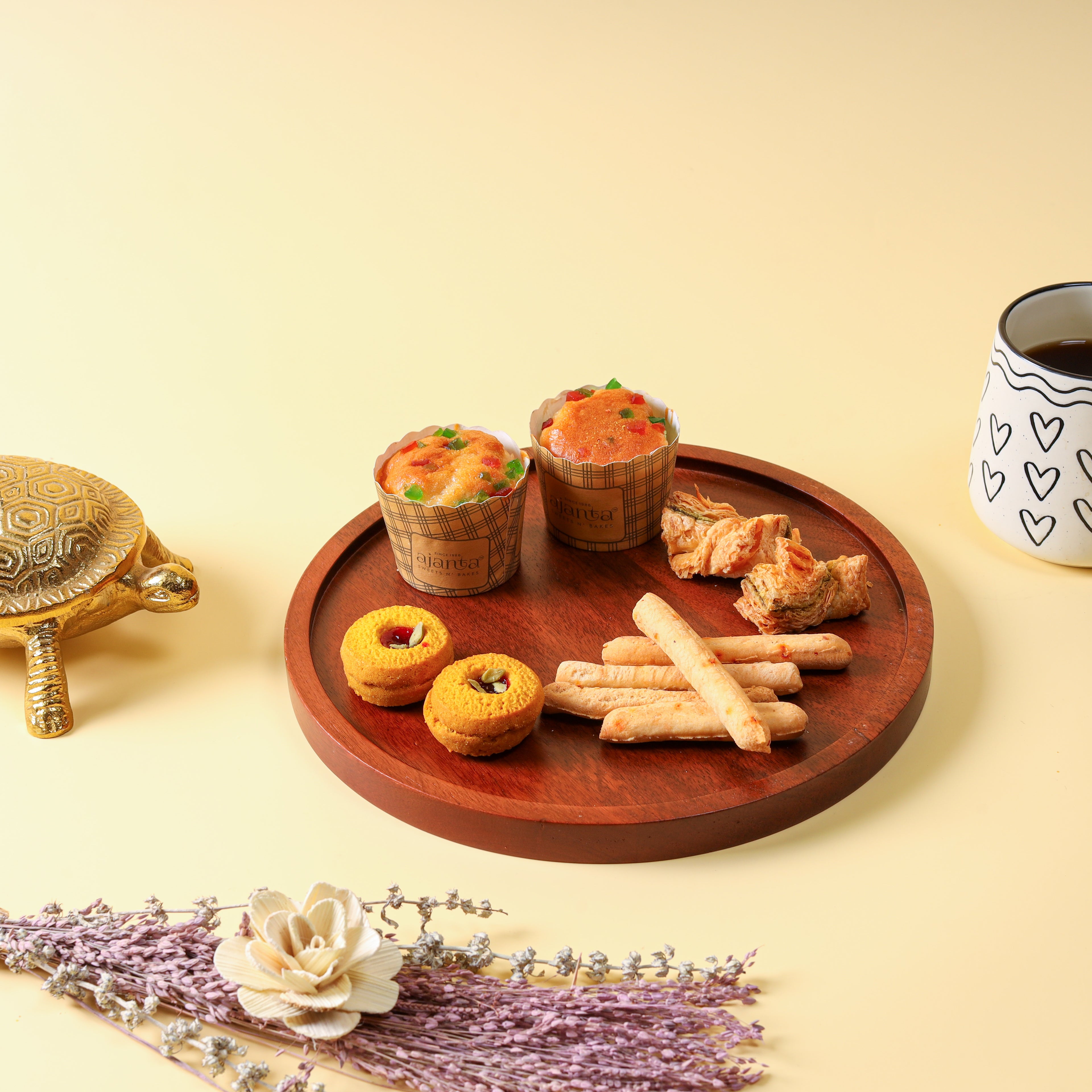 Premium Round Wooden Tray for Serving Snacks & Tea etc.