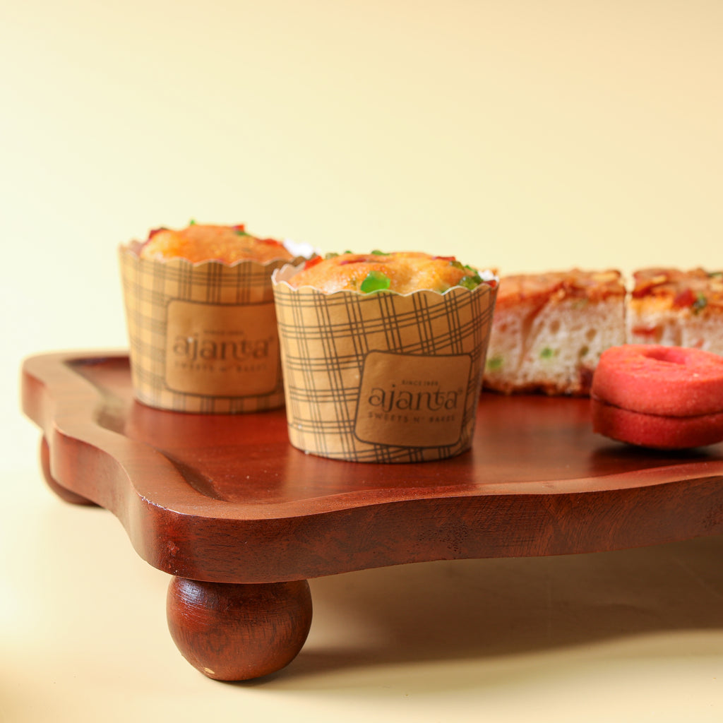 Rectangular Wooden Serving Tray with Legs | Premium Snack & Tea Serving Platter