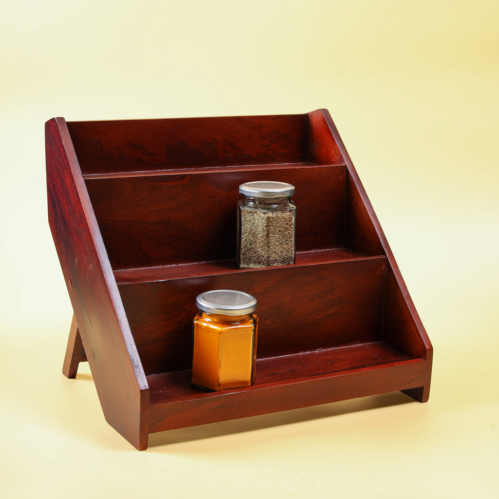 Wooden Spice Rack Organizer | 3-Tier Kitchen Countertop Storage Shelf