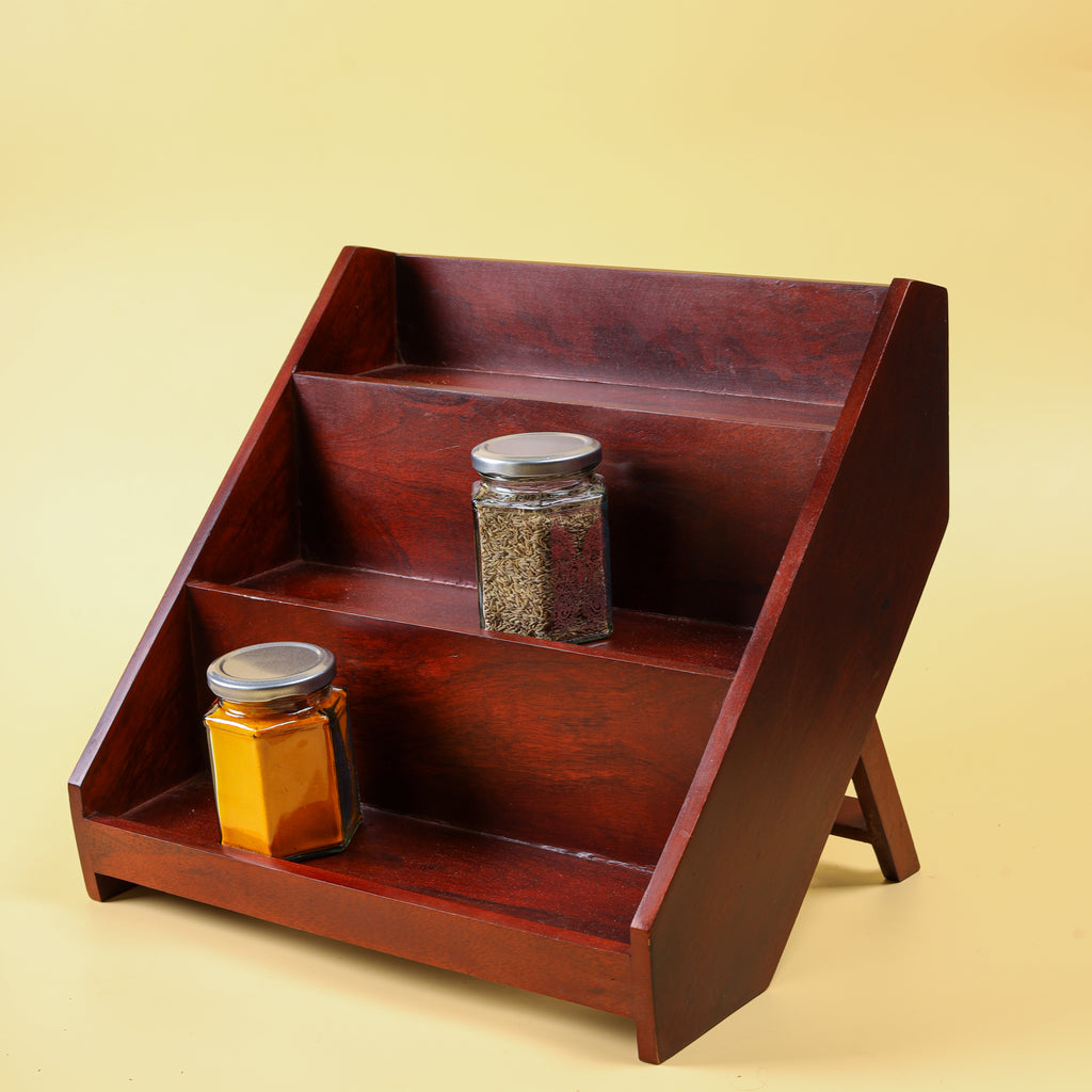 Wooden Spice Rack Organizer | 3-Tier Kitchen Countertop Storage Shelf