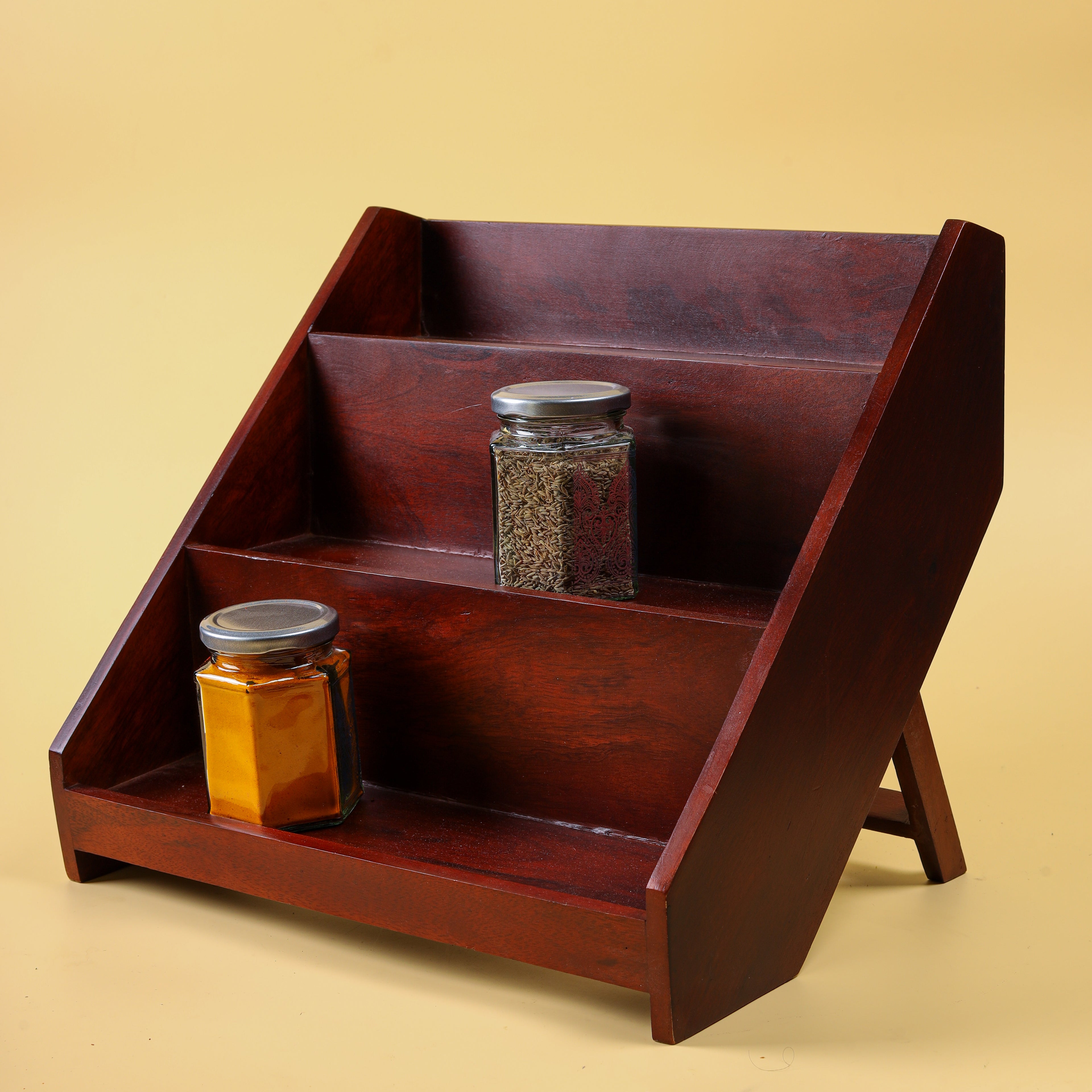 Wooden Spice Rack Organizer | 3-Tier Kitchen Countertop Storage Shelf