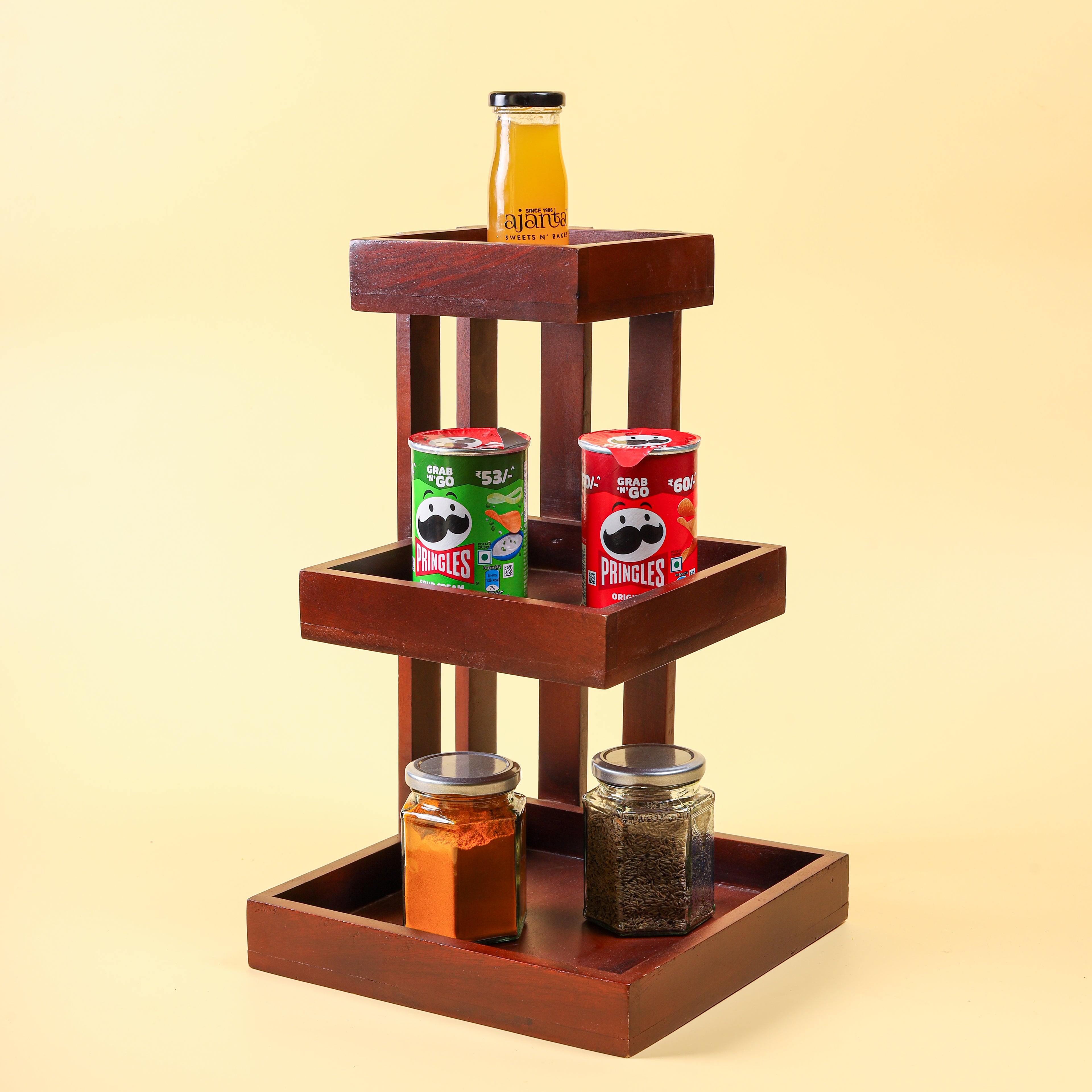 Handcrafted Wooden Tier Stand | Kitchen Counter & Table Display Stand