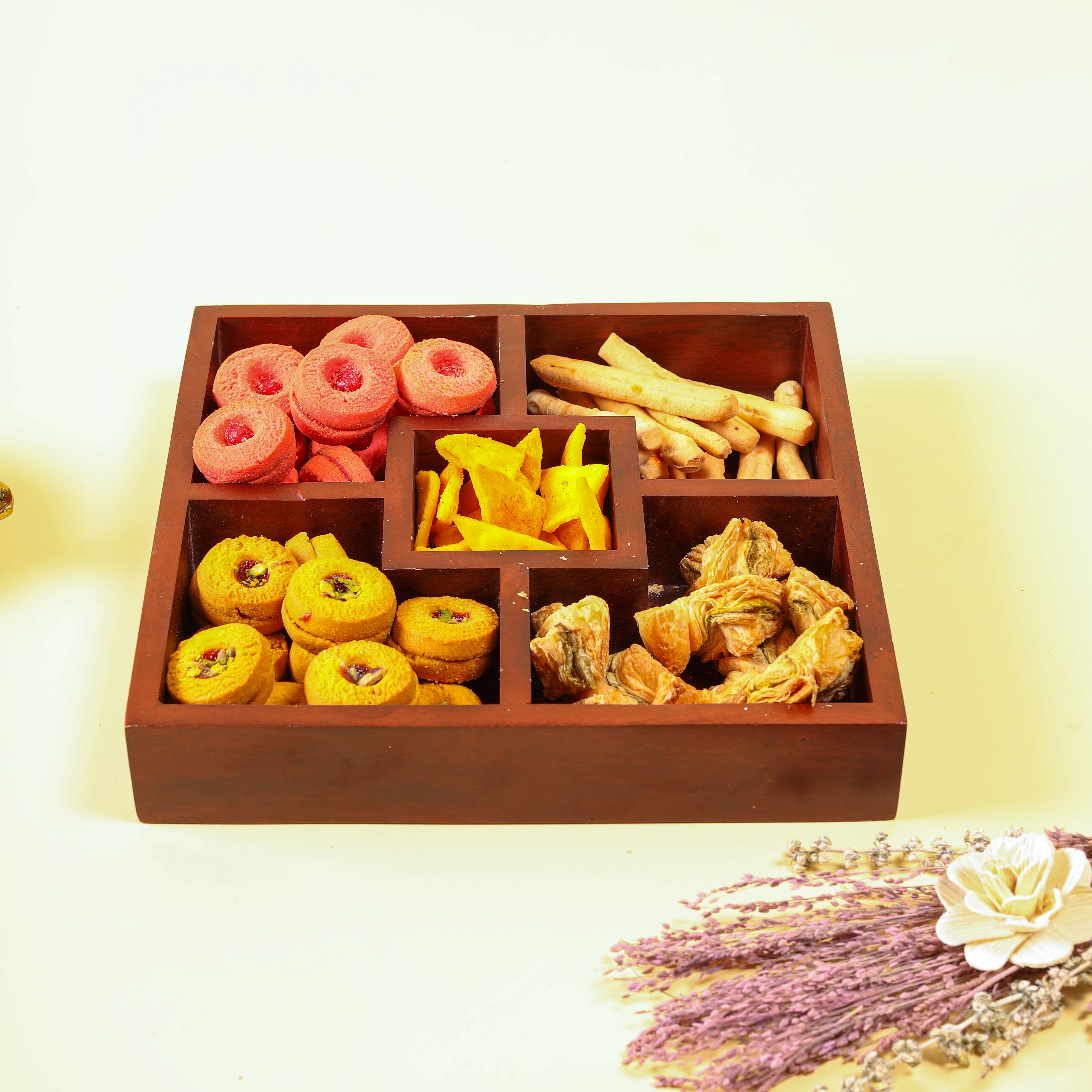 Wooden Compartment Platter | Decorative Wooden Serving Tray