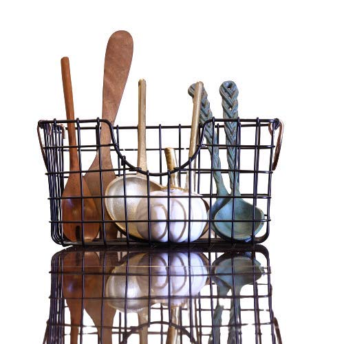 Black Metal Wire Storage Basket with Handle | Kitchen & Pantry Organizer