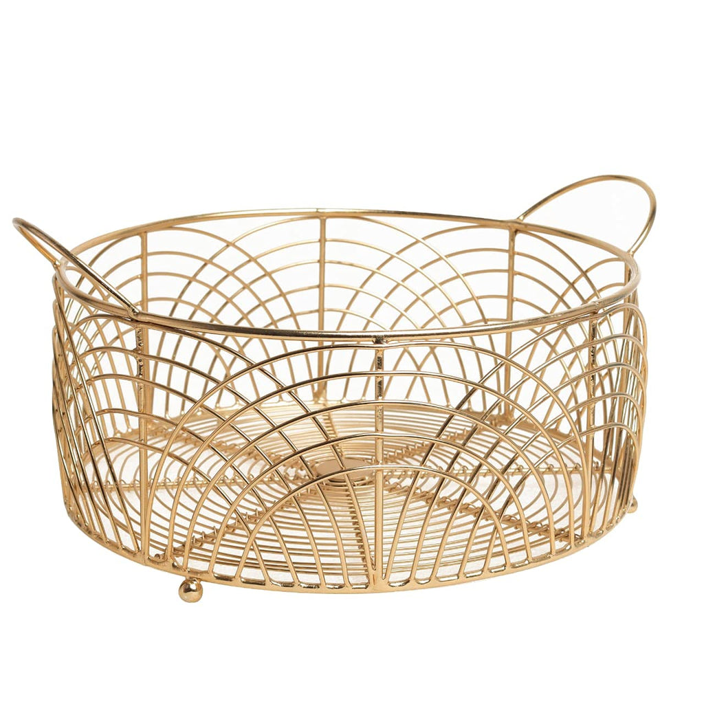 Round Metal Wire Fruit & Vegetable Basket | Kitchen Counter Organizer