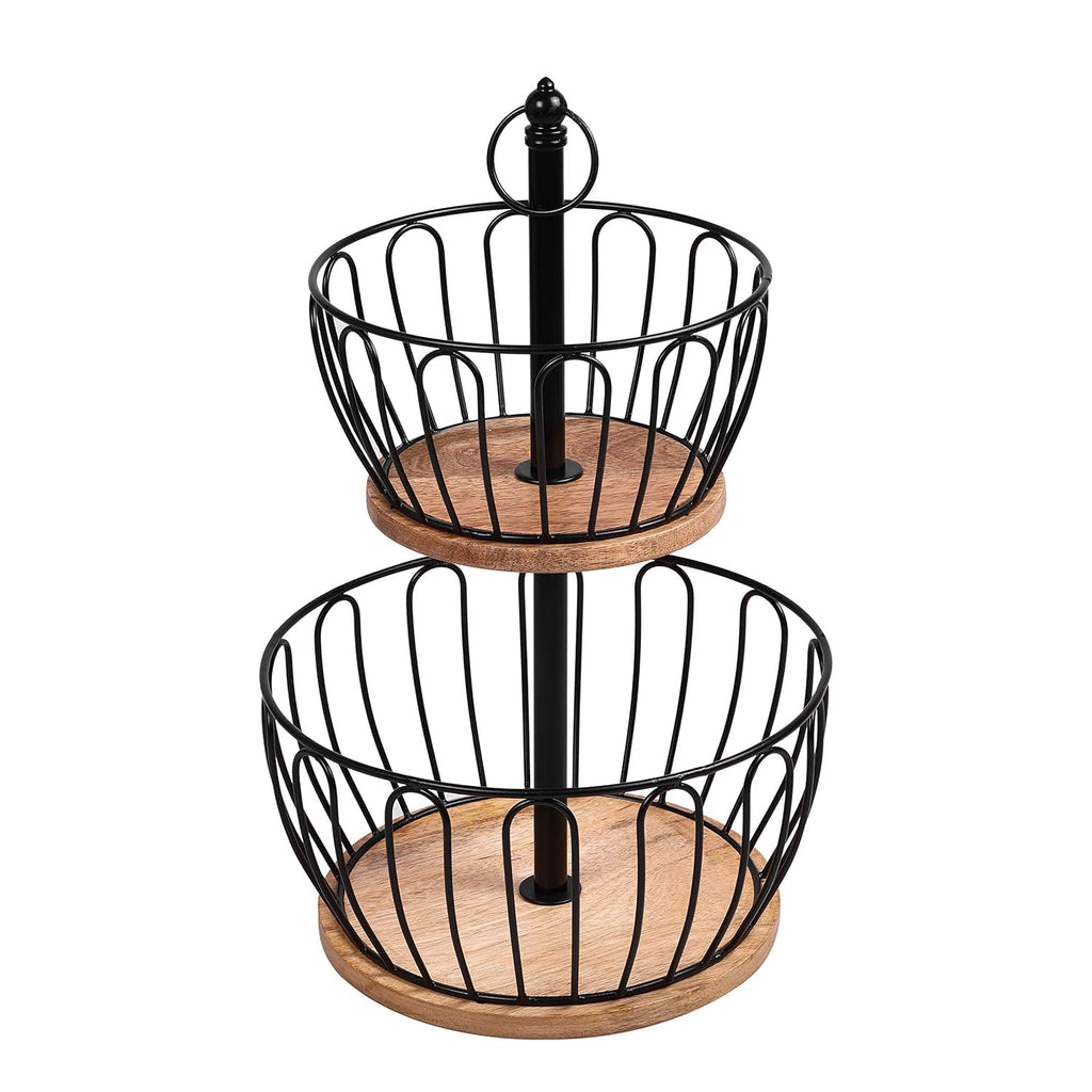 Double Layer Fruit Basket Holder | Metal Fruit Storage Stand