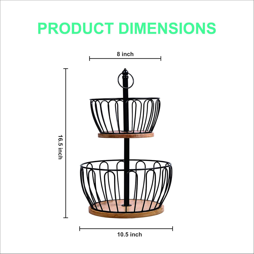 Double Layer Fruit Basket Holder | Metal Fruit Storage Stand