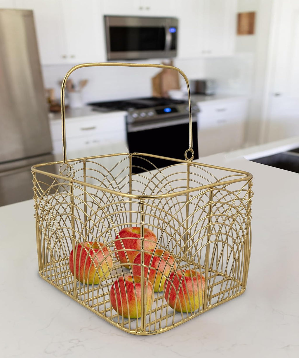 Metal Square Gold Plated Decorative Gifting Basket