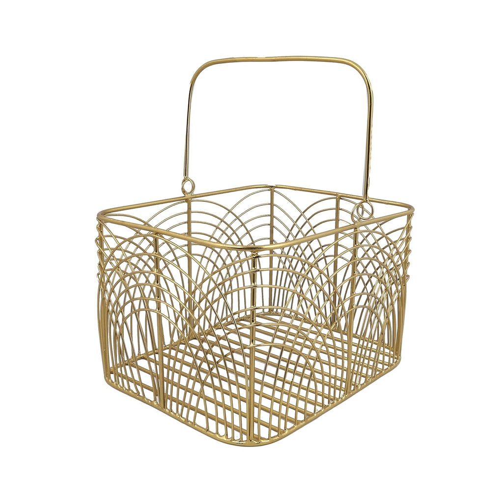 Metal Square Gold Plated Decorative Gifting Basket