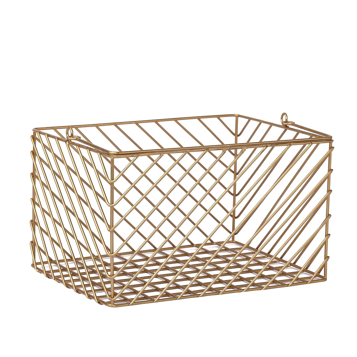 Decorative Gold Storage Basket | Metal Wire Shelf Organizer