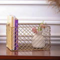 Decorative Gold Storage Basket | Metal Wire Shelf Organizer