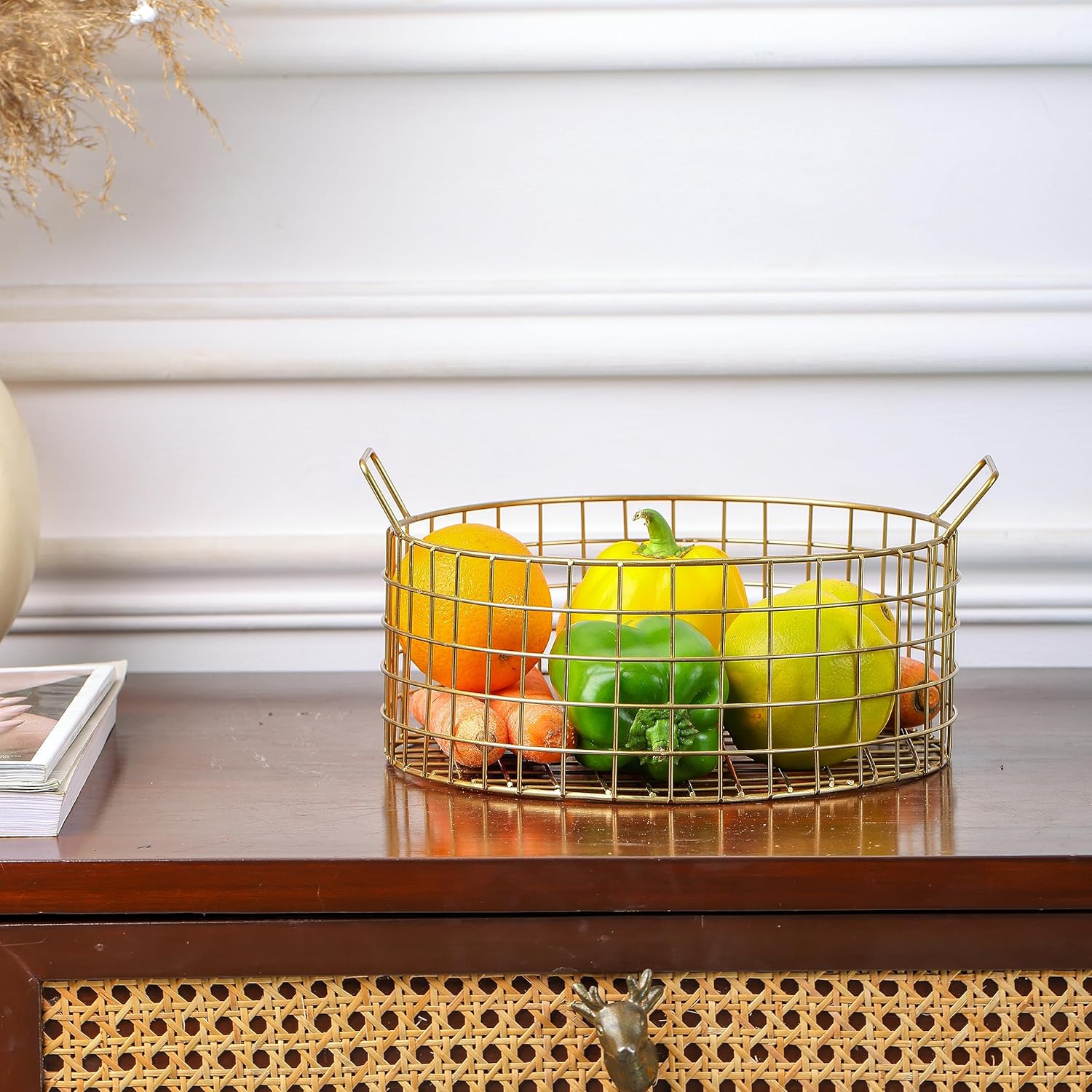 Decorative Gold Wire Basket | Multipurpose Fruit & Vegetable Holder