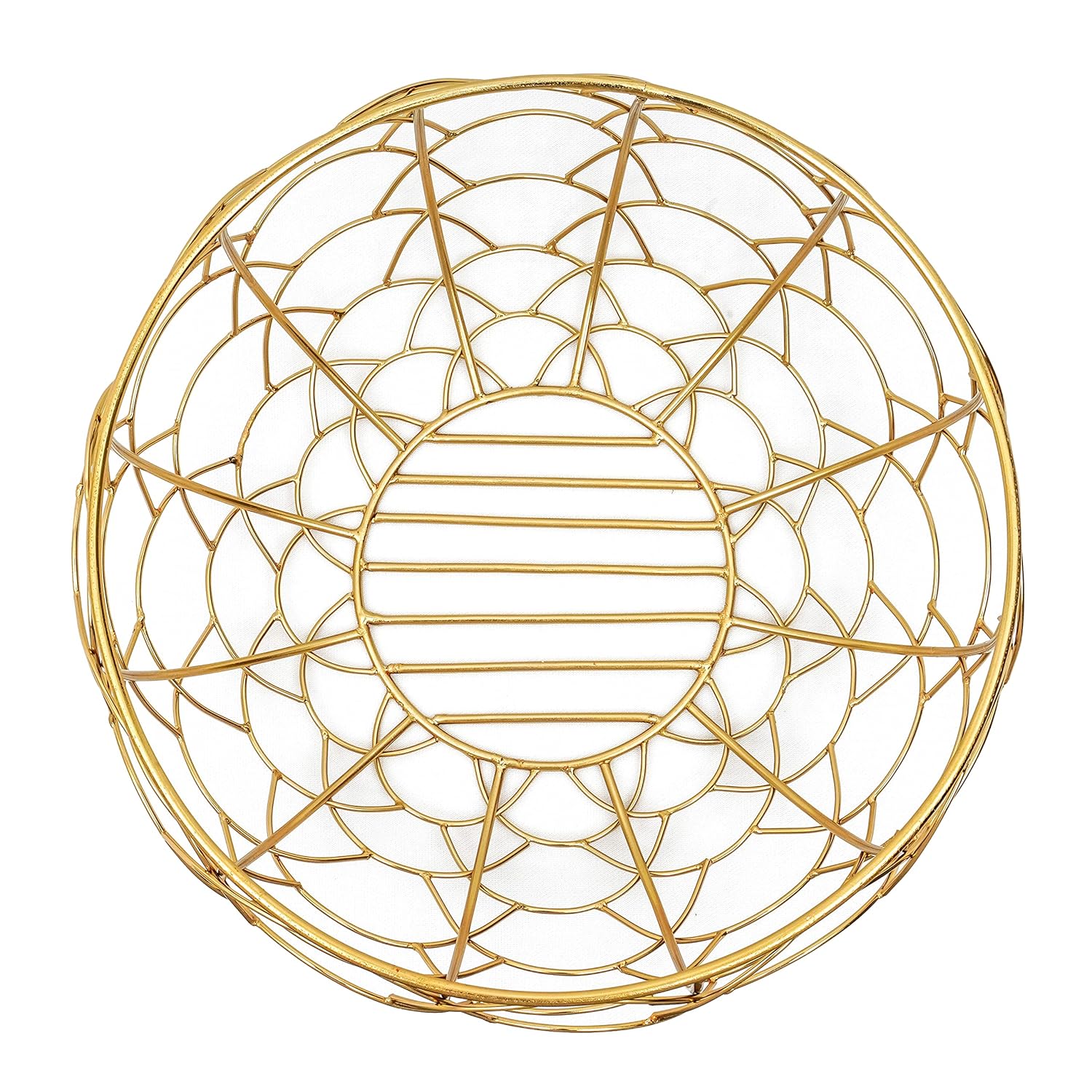 Round Gold Metal Fruit Basket | Modern Kitchen Storage Bowl