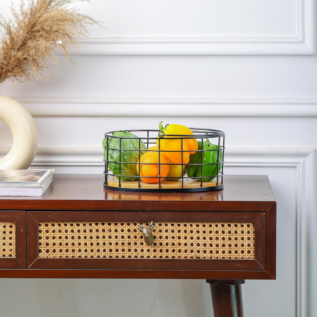Decorative Metal Storage Basket | Fruit & Vegetable Holder for Kitchen