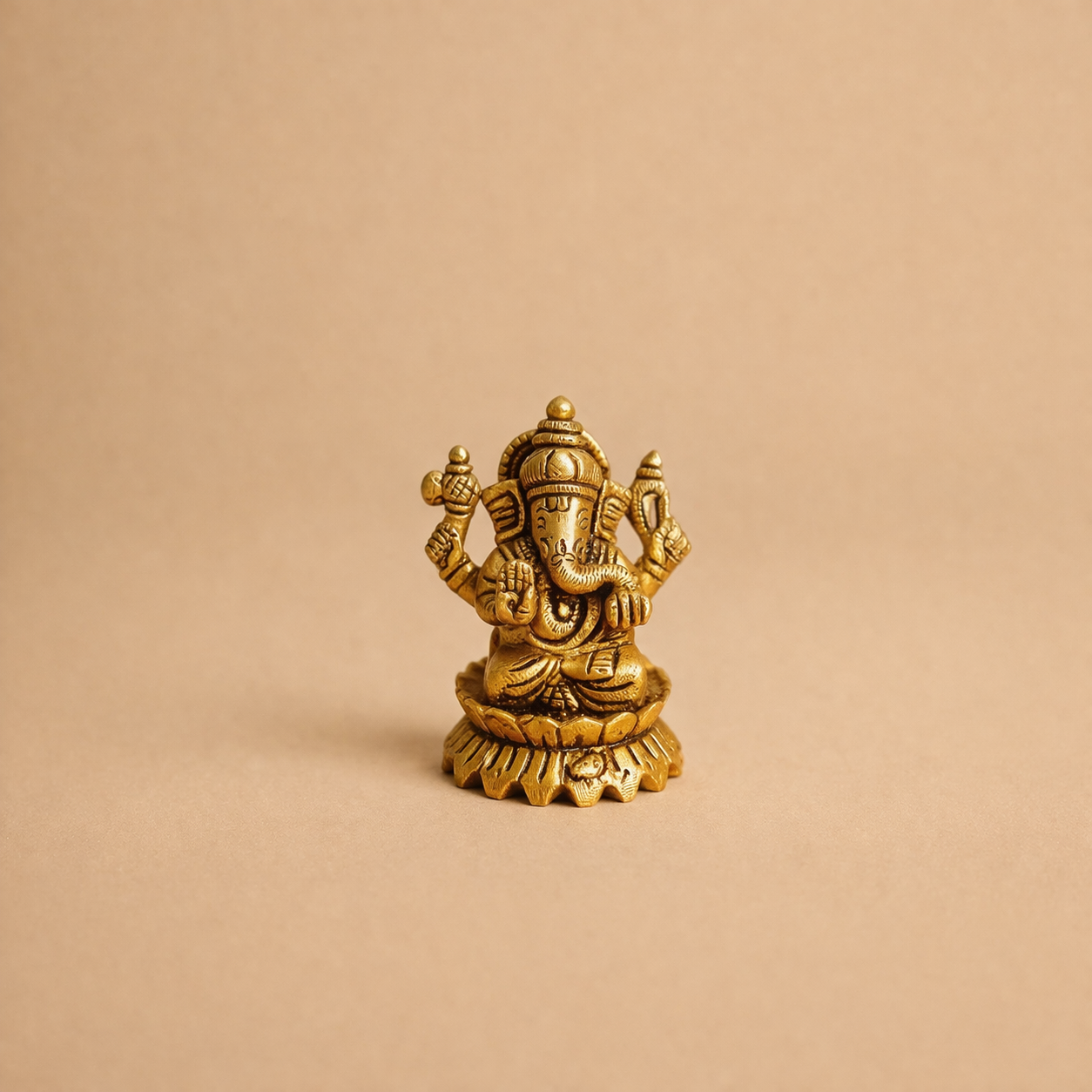 Handmade Brass Ganesh Ji Statue | Small Brass Lord Ganesha Idol | Ganpati Murti for Home Temple