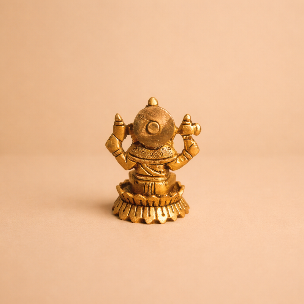Handmade Brass Ganesh Ji Statue | Small Brass Lord Ganesha Idol | Ganpati Murti for Home Temple