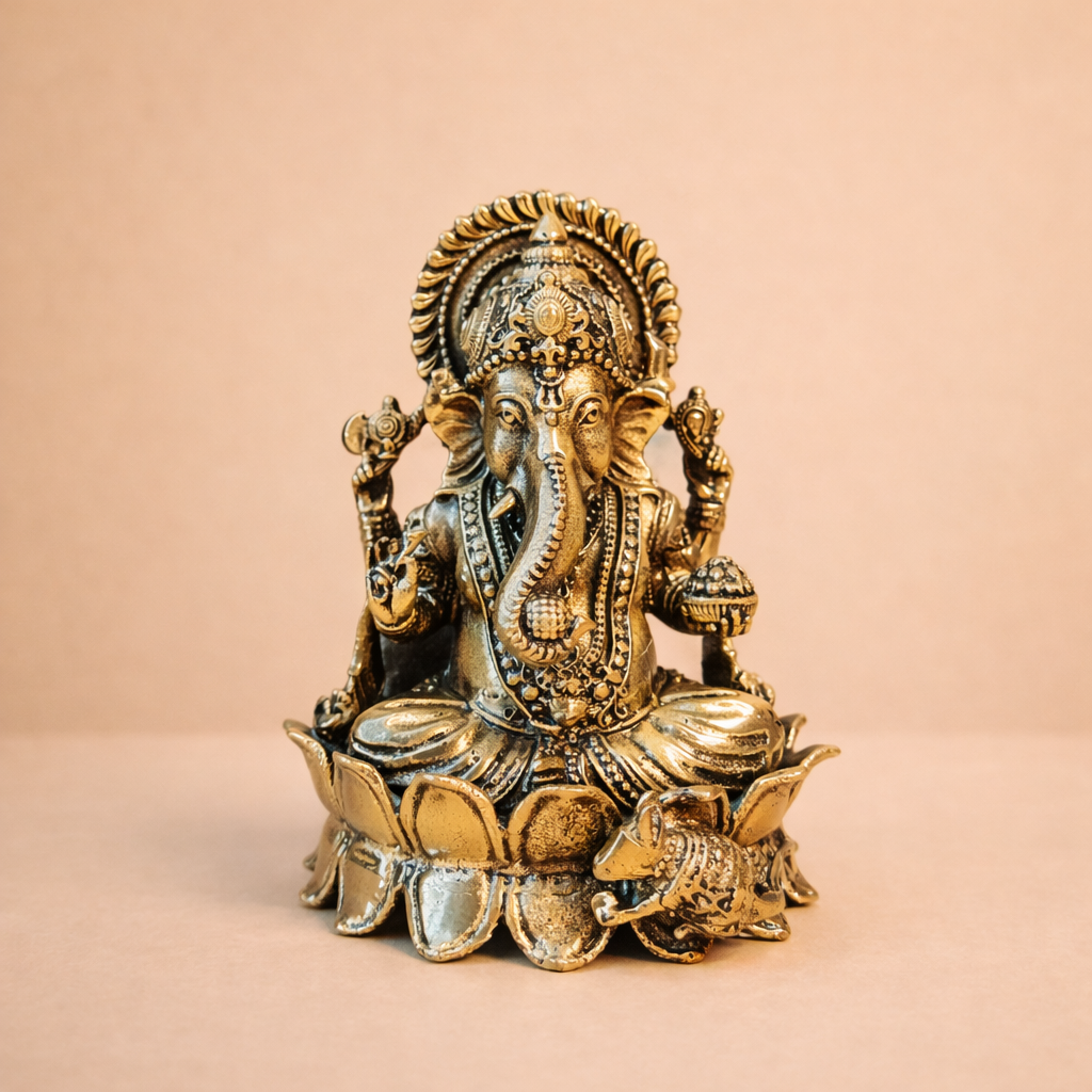 Handmade Brass Ganesh Ji Statue | Ganpati Idol for Pooja Room, Home Decor & Spiritual Gift