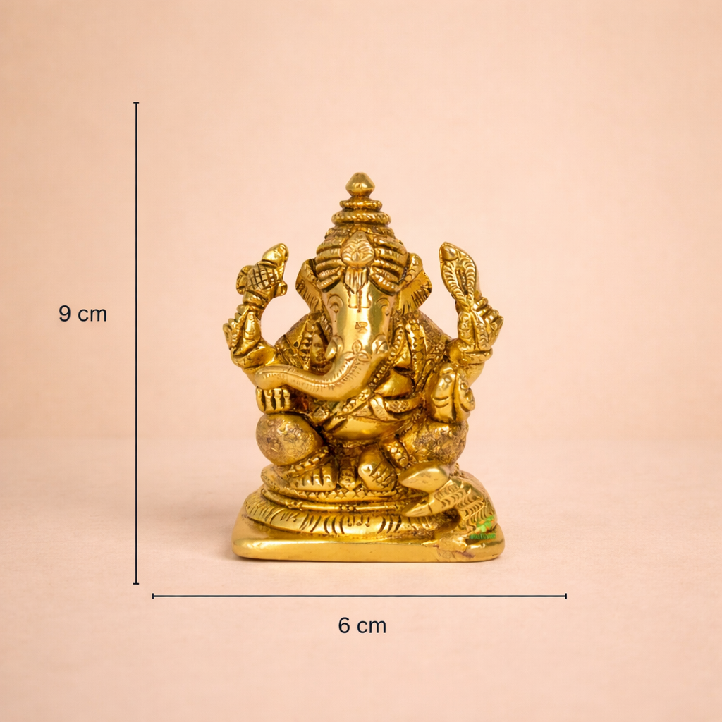 Handcrafted Brass Ganesha Murti | Ganpati Idol for Pooja Room, Home Entrance & Gifting