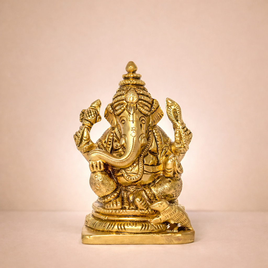 Handcrafted Brass Ganesha Murti | Ganpati Idol for Pooja Room, Home Entrance & Gifting
