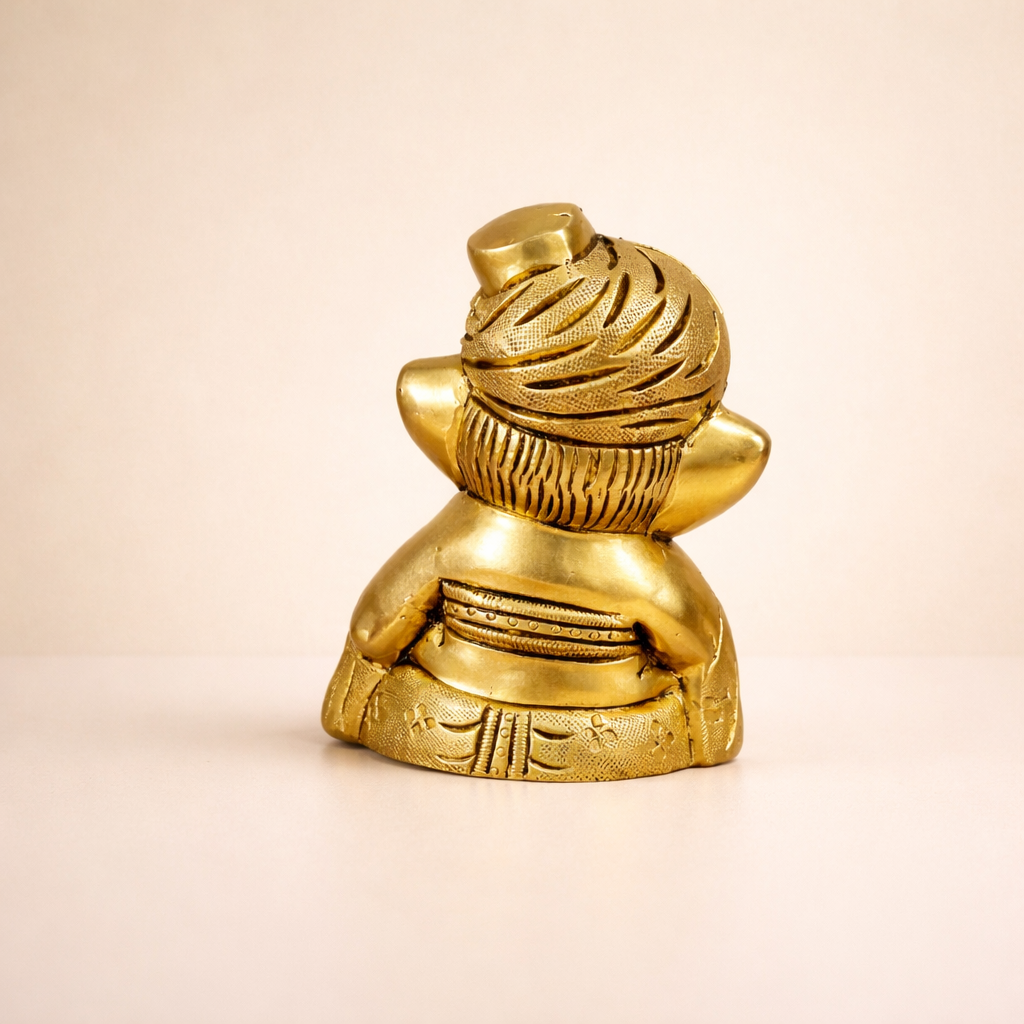 Handmade Brass Ganesh Ji Statue | Ganpati Bappa Idol for Home Temple, Office & Festive Decor