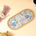 Floral Decal Wooden Serving Tray | Handcrafted Decorative Serving Platter