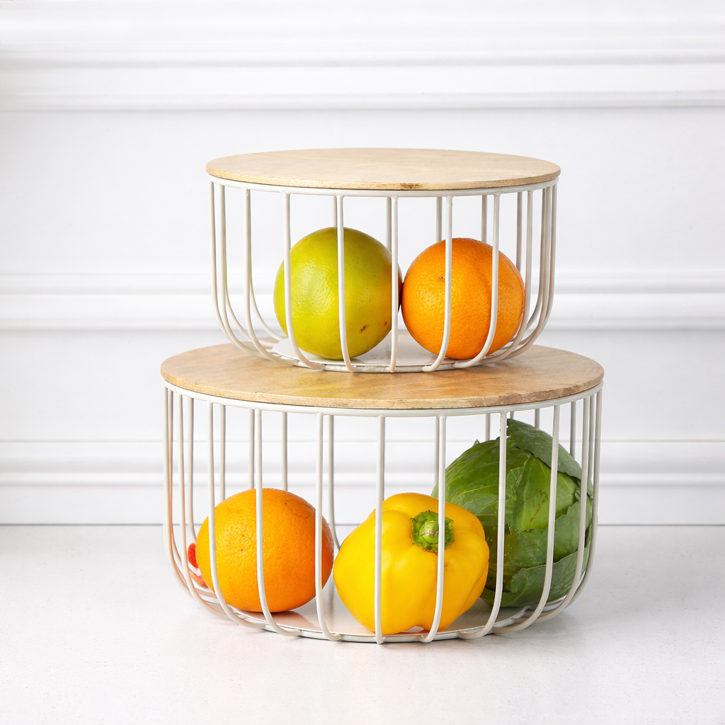 Double Layer Fruit Storage Basket | Kitchen Counter Fruit Organizer