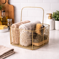 Metal Square Gold Plated Decorative Gifting Basket