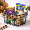 Black Metal Wire Storage Basket with Handle | Kitchen & Pantry Organizer