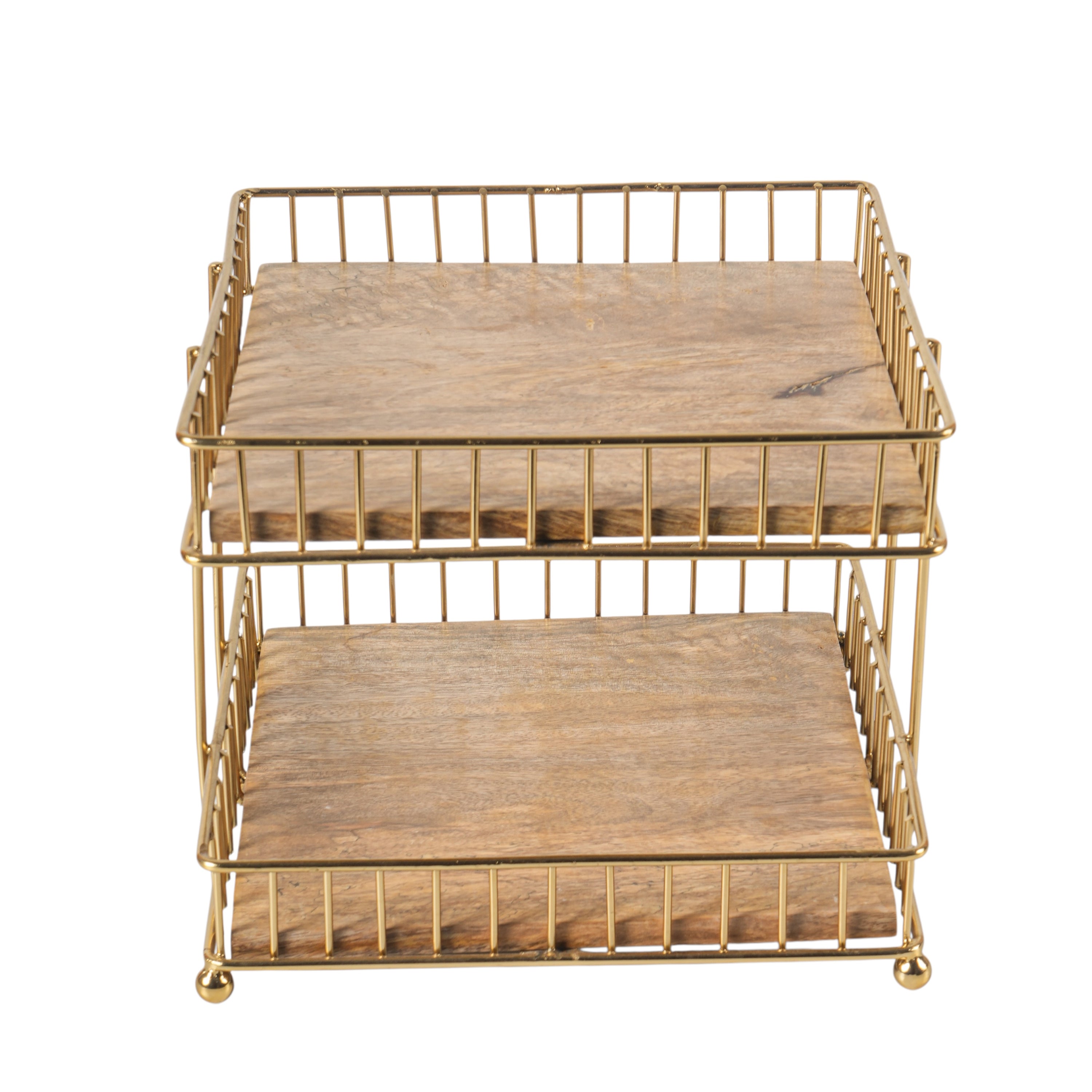 Decorative 2 Tier Storage Rack | Metal Frame Wooden Shelf Organizer
