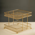 Two-Tier Gold Metal Storage Basket | Kitchen Counter & Pantry Organizer
