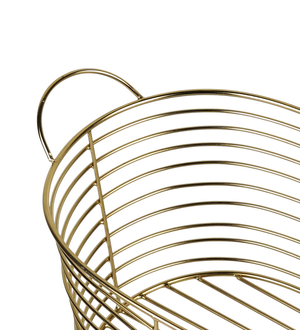 Decorative Metal Basket with Handles | Multipurpose Storage Basket