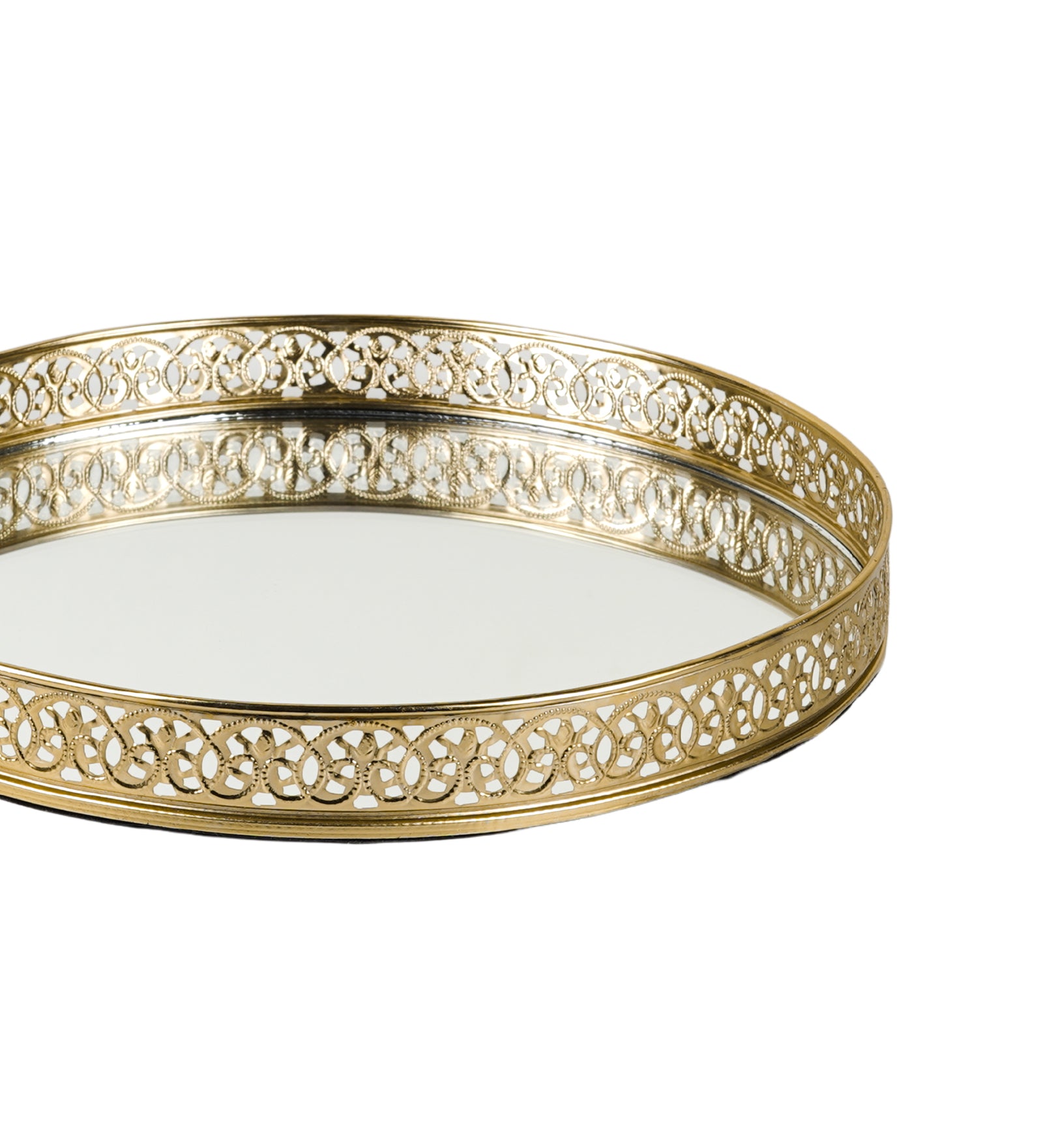 Silver Plated Decorative Mirror Tray | 10 Inch Round Vanity Display Tray